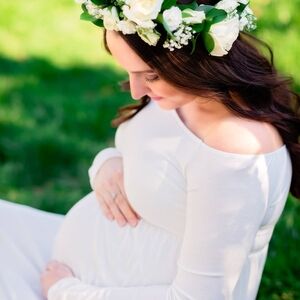 White Maternity Dress, Size Medium